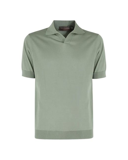FILIPPO DE LAURENTIIS Green Short-Sleeved Knitted Polo Shirt for men