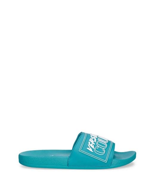 Versace Jeans Couture Blue Logo-Patch Slides for men