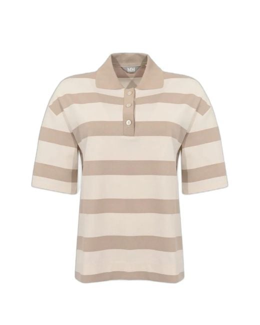 Max Mara Natural Striped Cotton Polo Shirt