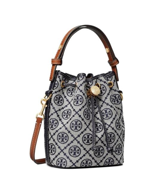 Tory Burch White Mini Monogram Bucket Bag