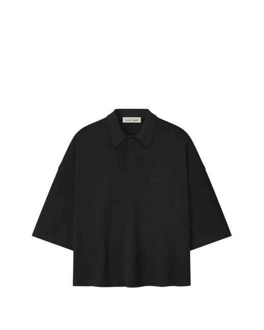 Fear Of God Black Logo-Embroidered Polo Shirt for men