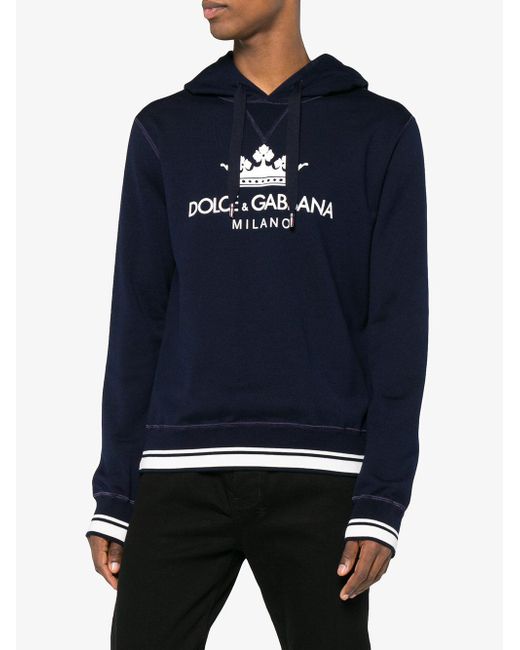 Dolce Gabbana Milano Logo Hooded Sweatshirt in Blue for Men Lyst Canada