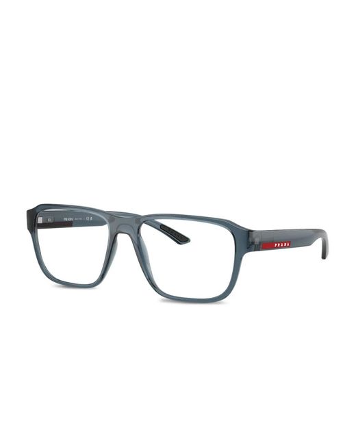 Prada Linea Rossa Blue Square-Frame Glasses for men