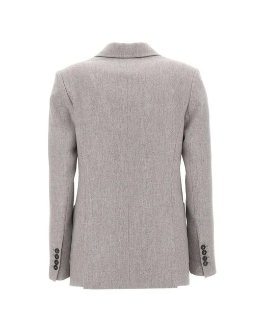 Eleventy Gray Double-Breasted Peak-Lapel Blazer