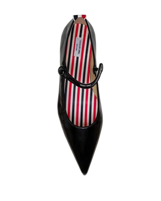 Thom Browne Black Pointed-toe Patent Ballerina Shoes