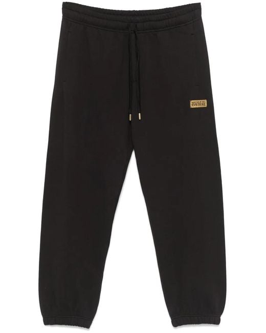 Versace Jeans Couture Black Logo-Plaque Track Pants for men
