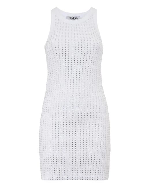 The Attico White Crystal-Embellished Tank Dress