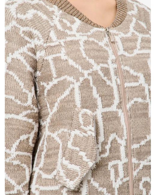 VITELLI Natural Patterned Zip-Front Cardigan
