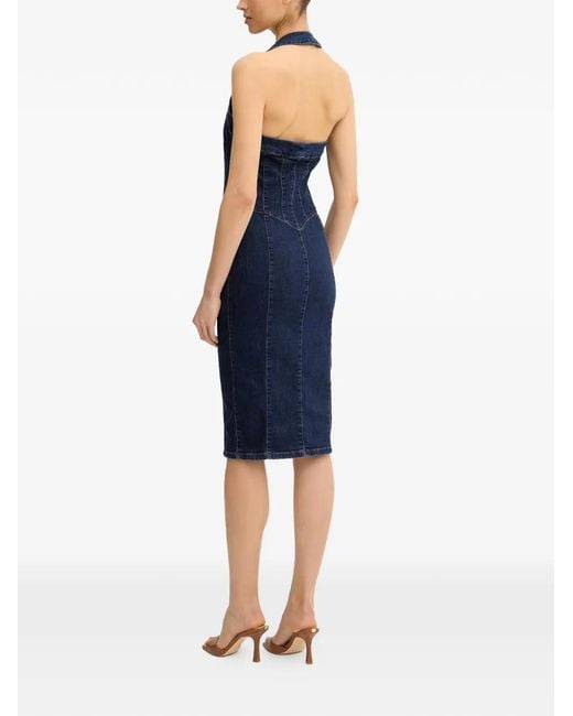 Fracomina Blue Zip-Detail Sleeveless Midi Dress