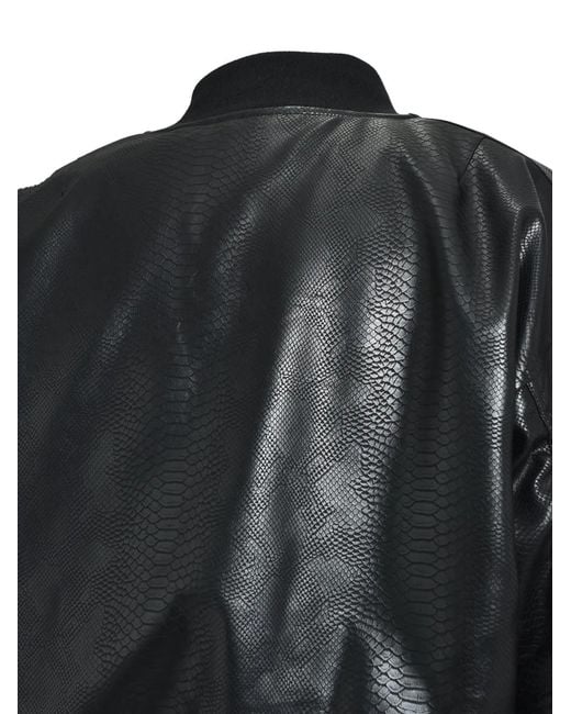 BREATH Black Python-Effect Faux-Leather Bomber Jacket for men
