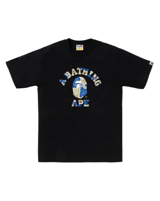 A Bathing Ape Black Logo-print Cotton T-shirt for men
