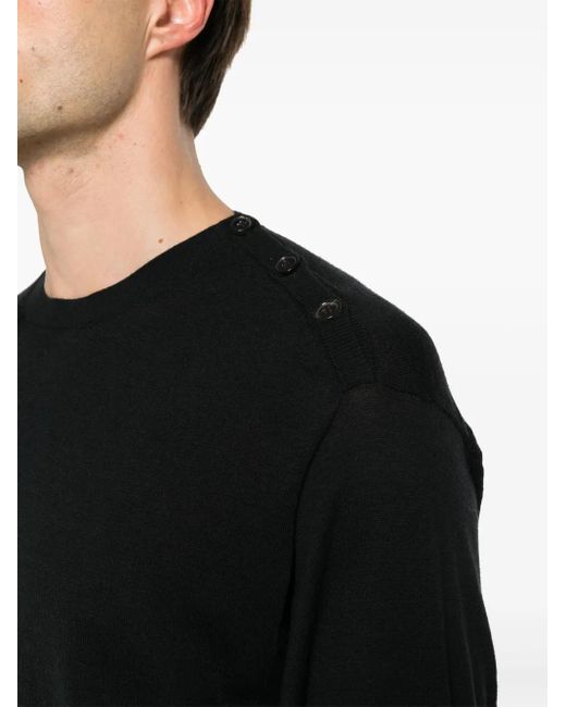 Courreges Black Button-Fastening Shoulder Fine-Knit Jumper for men