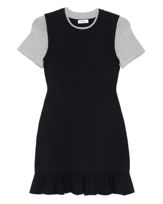 Sandro Black Layered Ruffled Mini Day Dress