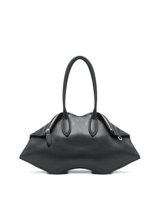 McQueen Black Manta Leather Shoulder Bag