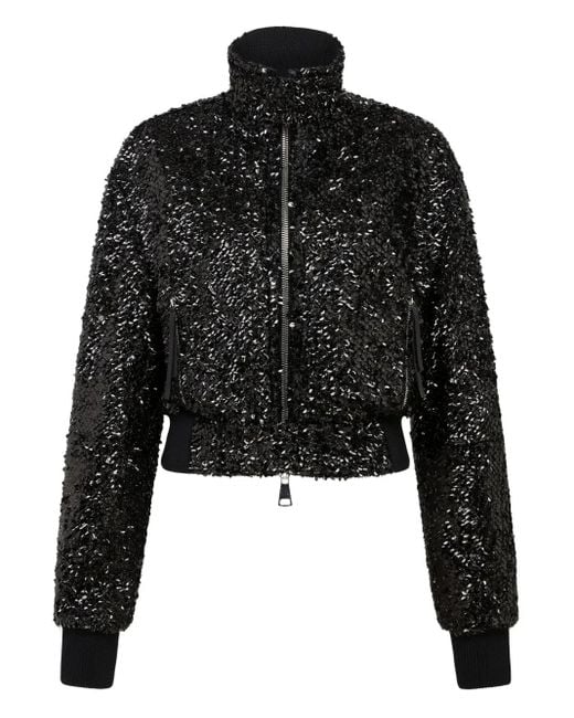 16Arlington Black Cosima Sequin Embellished Bomber Jacket