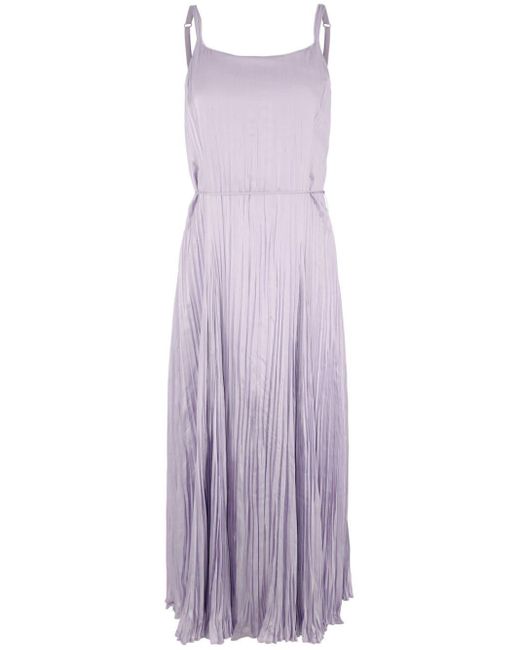 Vince Purple Pleated Sleeveless Midi Dress