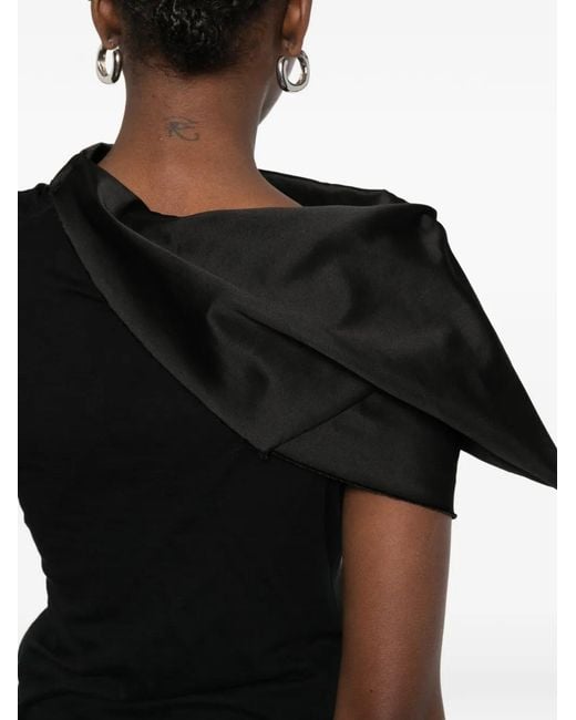 Rick Owens Black Drape-Neck Mini Dress
