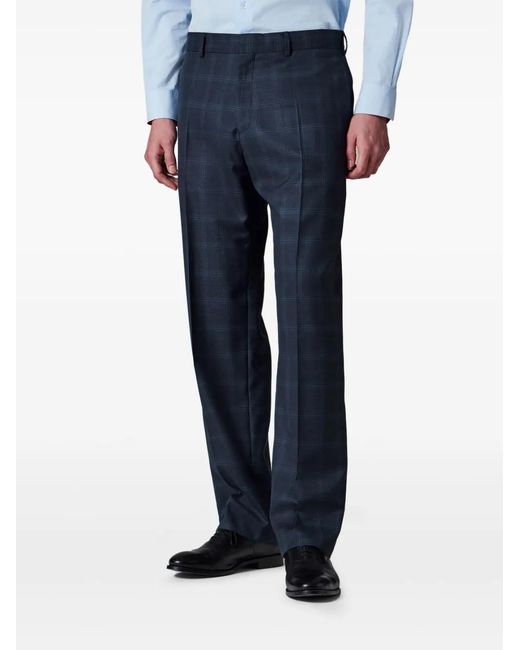 Paul Smith Blue Checked Pleated Trousers for men