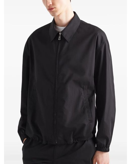 Prada Black Cotton Zip-Up Shirt Jacket for men