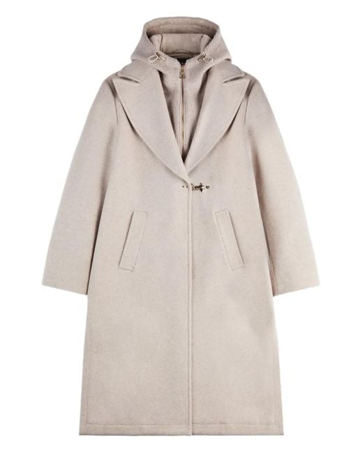 Fay Natural Layered Hooded Coat