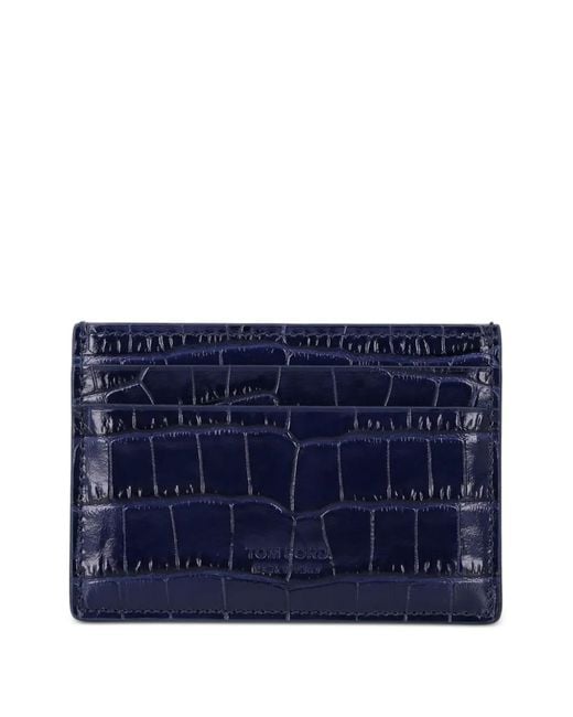 Tom Ford Kartenetui Mit Kroko-Optik in Blue für Herren