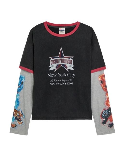 Chew Forever Black Long-sleeve T-shirt for men