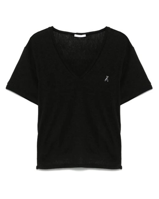 Patrizia Pepe Black V-Neck T-Shirt