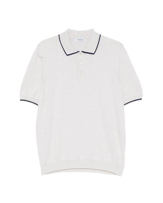 Gran Sasso White Polo À Bords Contrastants for men