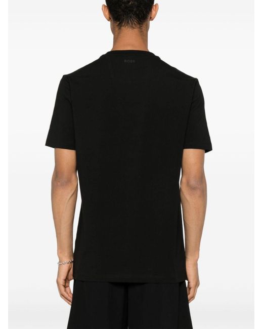 T-shirt en coton à détail emé Boss pour homme en coloris Black