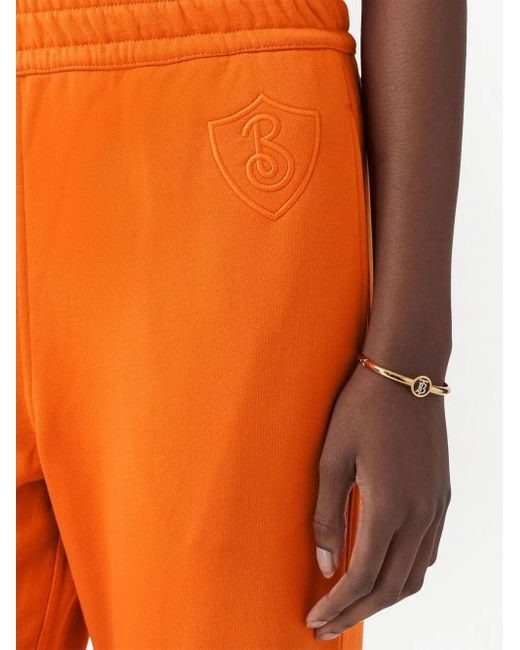 Burberry Orange Pantalon De Jogging À Patch Logo