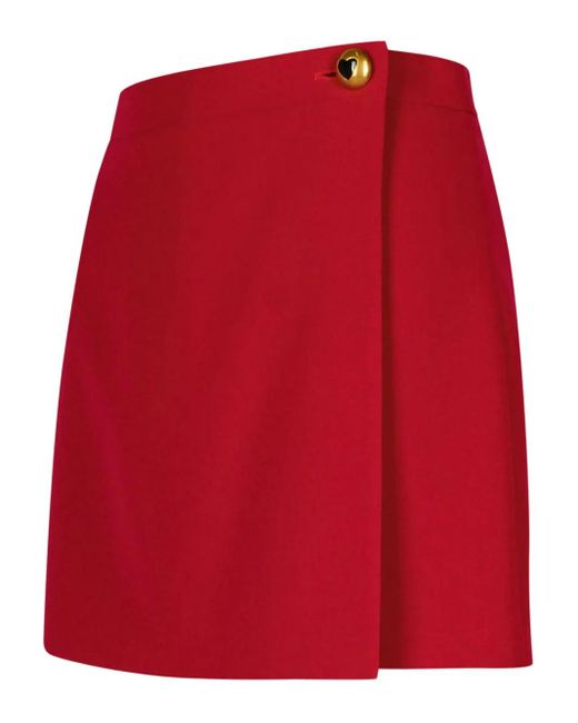 Moschino Red Button-Fastening Wrap Shorts