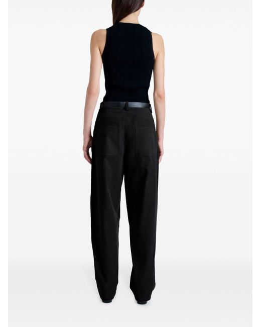 Proenza Schouler Black Mid-rise Cotton-linen Blend Cargo Pants