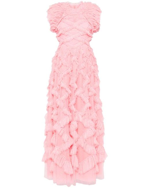 Robe longue Genevieve à volants Needle & Thread en coloris Pink