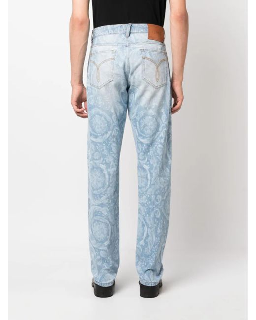 Jean Allover À Coupe Droite Versace pour homme en coloris Blue
