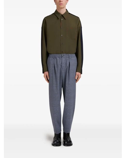 Marni Blue Checked Pleated Trousers for men