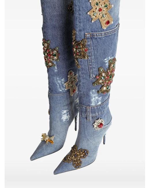 Botas vaqueras con tacón de 105 mm Dolce & Gabbana de color Blue