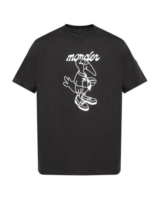 Camiseta con pájaros estampados Moncler de hombre de color Black