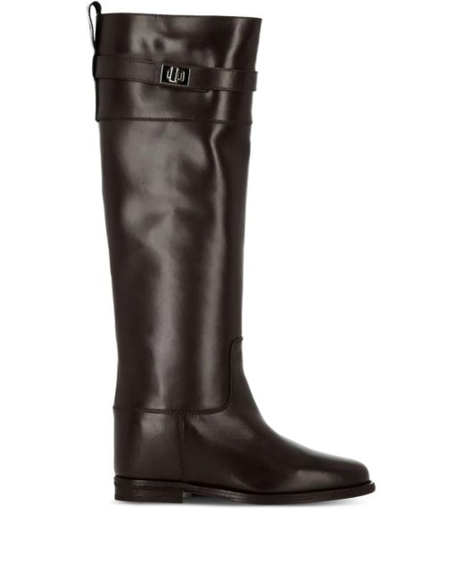 Via Roma 15 Black Buckle-Fastening Leather Boots