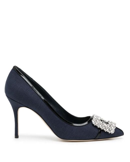 Manolo Blahnik Blue Hangisi 80Mm Crystal-Embellished Pumps