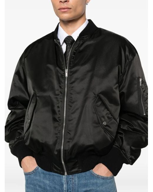 Saint Laurent Black Button-Fastening Bomber Jacket for men