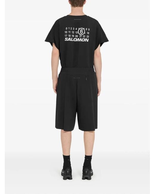 MM6 MAISON MARGIELA X SALOMON Black X Salomon Numbers-Print Shorts for men