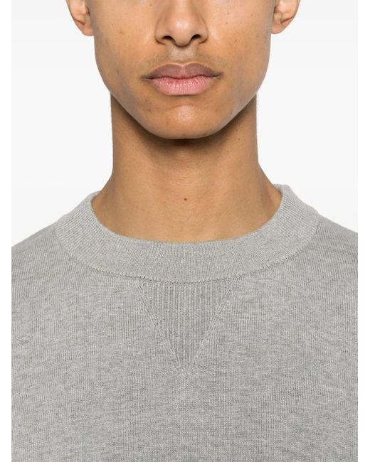 HUGO Gray Logo-Embroidered Cotton Jumper for men