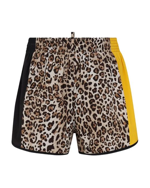 DSquared² Zwembroek Met Luipaard-Print En Logo in het Brown voor heren