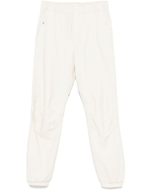 Stone Island White Elasticated-Ankle Trousers for men