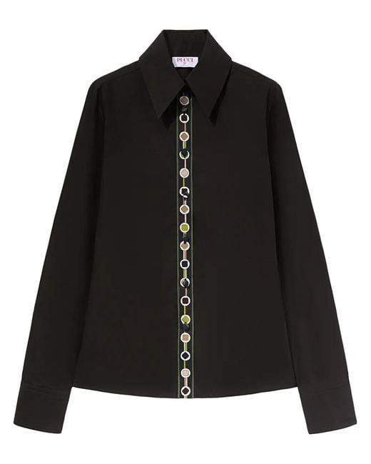Emilio Pucci Black Vivara-Print Cotton Shirt