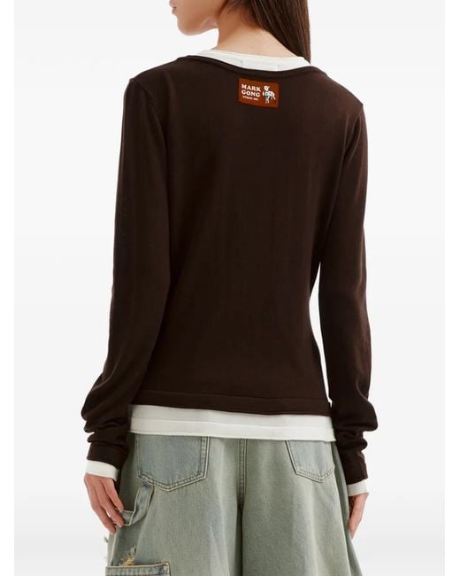 Markgong Black Layered Logo-Print Cardigan