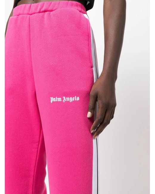 Palm Angels Pink Logo-Print Cotton Track Pants