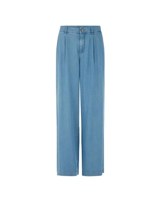 Marc Cain Blue Wichita 'Rethink Together' Pleated Wide-Leg Jeans