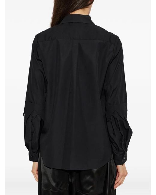 Noir Kei Ninomiya Black Pointed-Collar Pleated-Sleeve Shirt