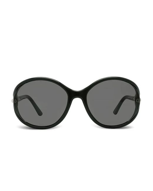 Tom Ford Gray Round-Frame Semi-Rim Sunglasses